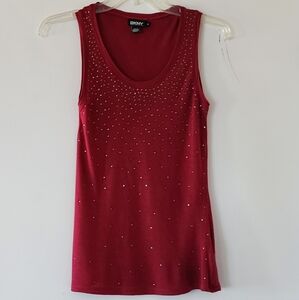 NWOT. DKNY Shiny Stones Sleeveless Lady Tank Top.